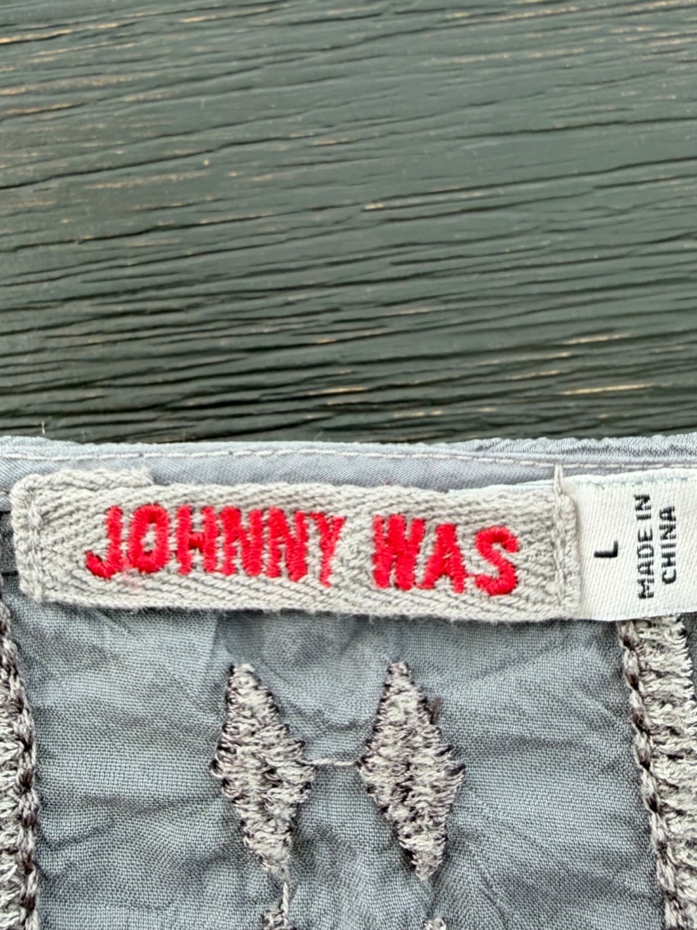 JOHNNY WAS Women’s Large Grey Southwest Style Embroidered Wide Short Sleeve Top - Picture 4 of 8